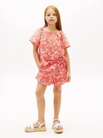 Tropisk print-shorts med volanger for barn