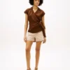 Twill-shorts med lommer og gullknapper