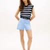 Twill-shorts med lommer og gullknapper