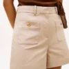 Twill-shorts med lommer og gullknapper