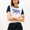 Varsity Tommy Logo Ringer T-skjorte