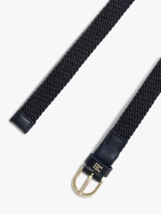 Vevd elastisk belte med rund spenne