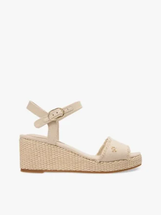 Vevd espadrille-sandale med kilehæl