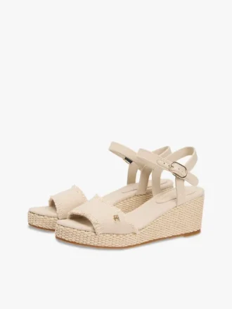 Vevd espadrille-sandale med kilehæl