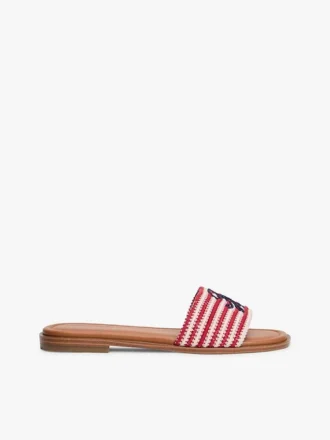 Vevde sandaler med monogram og striper
