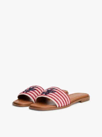 Vevde sandaler med monogram og striper
