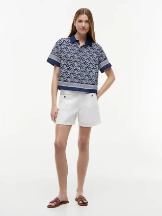 Voile-skjorte med monogram i skrift over hele