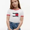 Wavy Flag Logo Ringer T-skjorte for barn
