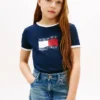 Wavy Flag Logo Ringer T-skjorte for barn