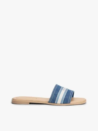 Webbing Logo Denim Slide Sandal