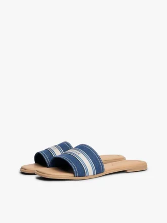 Webbing Logo Denim Slide Sandal